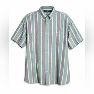 Claybrooke Vintage Striped Button Down Shirt Men’s Large Green Blue Cotton